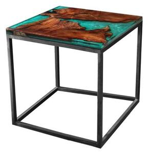 Odkládací stolek RESIN 50x50 cm, zelená/šedá