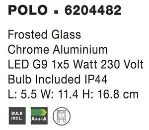 Nova Luce Nástěnné svítidlo POLO matné sklo chromovaný hliník G9 1x5W vč. žárovky IP44