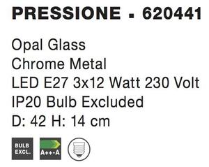 Nova Luce Stropní svítidlo PRESSIONE opálové sklo a chromovaný kov E27 3x12W