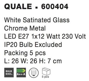 Nova Luce Nástěnné svítidlo QUALE matné bílé sklo chromovaný kov E27 1x12W
