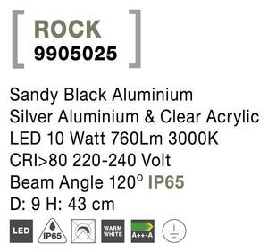 Nova Luce Venkovní sloupkové svítidlo ROCK, 43cm, LED 8W 3000K 120st. IP65