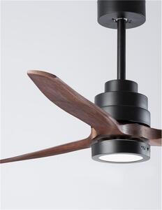 Nova Luce Stropní ventilátor se světlem SABAL tělo z oceli matná černá a sklo 3ABS dřevěné listy 12W 3000K
