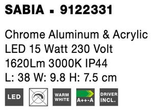 Nova Luce Nástěnné svítidlo nad zrcadlo SABIA, LED 15W 3000K IP44
