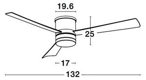Nova Luce Stropní ventilátor se světlem SATIN broušený nikl ocel a sklo dřevěné listy 5 rychlostí 35W LED 18W 3000K