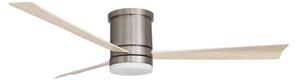 Nova Luce Stropní ventilátor se světlem SATIN broušený nikl ocel a sklo dřevěné listy 5 rychlostí 35W LED 18W 3000K