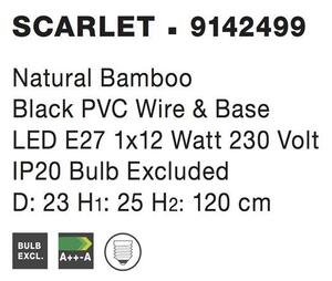 Nova Luce Závěsné svítidlo SCARLET Bambus černý PVC kabel E27 1x12W
