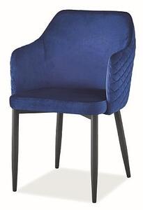 Židle Astor modrá sametová/černá