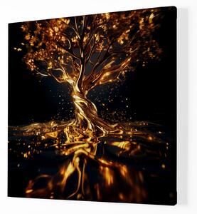 Obraz na plátně - Strom života Zlatá žíla FeelHappy.cz Velikost obrazu: 140 x 140 cm