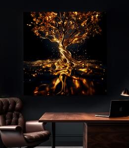 Obraz na plátně - Strom života Zlatá žíla FeelHappy.cz Velikost obrazu: 40 x 40 cm
