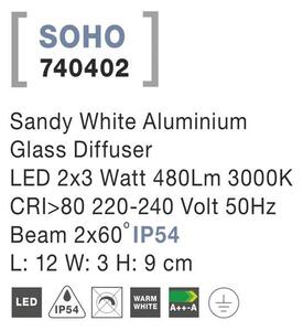 Nova Luce Venkovní nástěnné svítidlo SOHO, LED 2x3W 3000K 2x60st. IP54