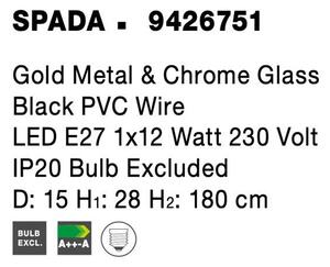 Nova Luce Závěsné svítidlo SPADA zlatý kov a chromové sklo, E27 1x12W