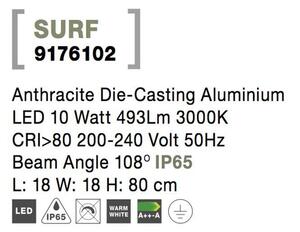 Nova Luce Venkovní sloupkové svítidlo SURF, 80cm, LED 3000K 108st. IP65