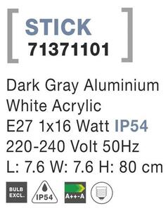 Nova Luce Venkovní sloupkové svítidlo STICK, E27 1x12W IP54