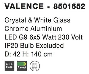 Nova Luce Závěsné svítidlo VALENCE čirý křišťál a bílé sklo, G9 6x42W