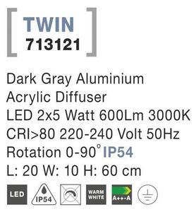 Nova Luce Venkovní sloupkové svítidlo TWIN, LED 2x5W 3000K rotační 0-90st. IP54