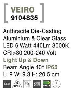 Nova Luce Venkovní nástěnné svítidlo VEIRO, LED 6W 3000K IP65 40st