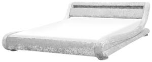 Vodní postel LED stříbrná 180 x 200 cm samet AVIGNON