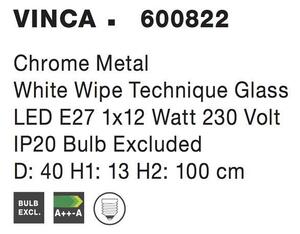 Nova Luce Závěsné svítidlo VINCA, bílé sklo, 40cm, E27 1x12W