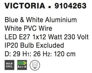 Nova Luce Závěsné svítidlo VICTORIA modrý a bílý hliník, E27 1x12W