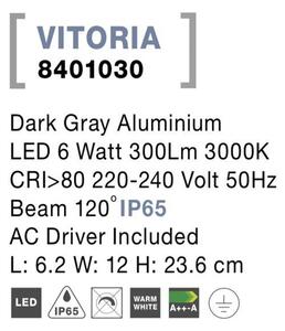 Nova Luce Venkovní nástěnné svítidlo VITORIA, LED 5W 3000K 120st. IP65