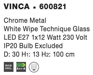 Nova Luce Závěsné svítidlo VINCA, bílé sklo, 30cm, E27 1x12W