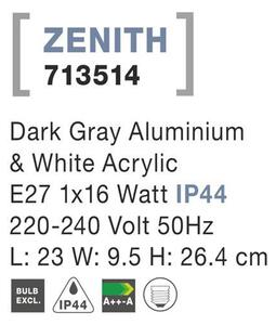 Nova Luce Venkovní nástěnné svítidlo ZENITH, E27 1x12W IP44
