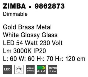 Nova Luce Závěsné svítidlo ZIMBA zlatý mosazný kov, LED 54W 3000K stmívatelné