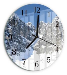 Skleněné nástěnné hodiny Zima v horách zsoc-fi30-00178524