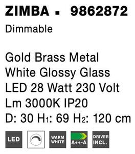 Nova Luce Závěsné svítidlo ZIMBA zlatý mosazný kov, LED 28W 3000K stmívatelné