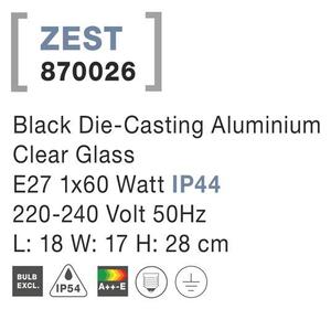 Nova Luce Venkovní nástěnné svítidlo ZEST, E27 1x12W IP54