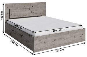 Manželská postel 160 cm Talago (dub welington) (s úl. prostorem a LED podsvícením). 1034206