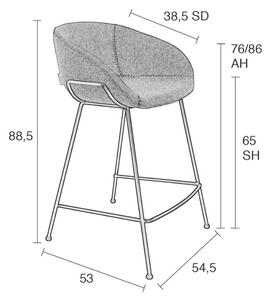 Šedá látková barová židle ZUIVER FESTON 65 cm