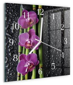 Skleněné hodiny Orchidej zskb-30x30-00085479