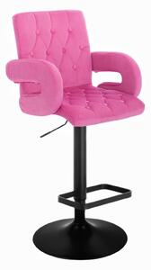 LuxuryForm Barová židle BOSTON VELUR na černém talíři - růžová