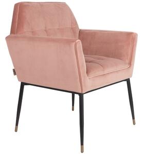 Růžová sametová jídelní židle DUTCHBONE Kate