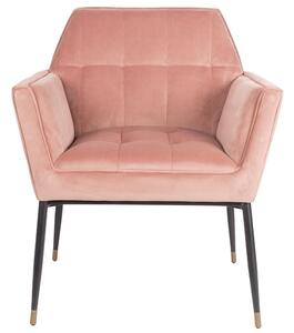 Růžová sametová jídelní židle DUTCHBONE Kate