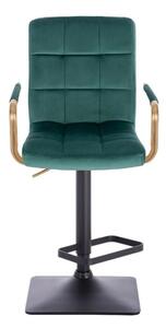 LuxuryForm Barová židle VERONA GOLD VELUR na černé hranaté základně - zelená
