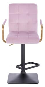 LuxuryForm Barová židle VERONA GOLD VELUR na černé hranaté základně - levandule