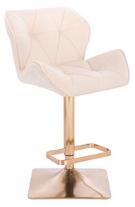 LuxuryForm Barová židle MILANO VELUR na zlaté hranaté podstavě - krémová