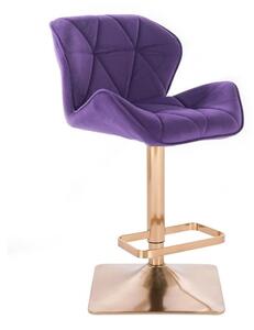 LuxuryForm Barová židle MILANO VELUR na zlaté hranaté podstavě - fialová