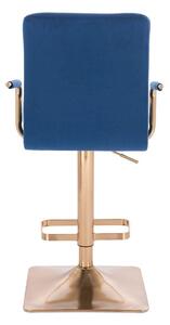 LuxuryForm Barová židle VERONA GOLD VELUR na zlaté hranaté základně - modrá