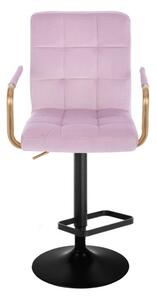 LuxuryForm Barová židle VERONA GOLD VELUR na černém talíři - levandule