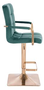 LuxuryForm Barová židle VERONA GOLD VELUR na zlaté hranaté základně - zelená