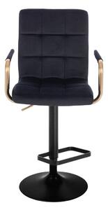 LuxuryForm Barová židle VERONA GOLD VELUR na černém talíři - černá