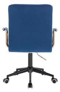 LuxuryForm Židle VERONA GOLD VELUR na černé podstavě s kolečky - modrá