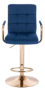 LuxuryForm Barová židle VERONA GOLD VELUR na zlatém talíři - modrá