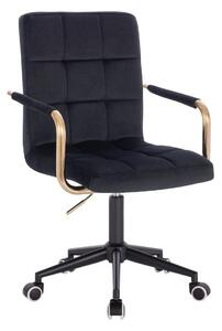 LuxuryForm Židle VERONA GOLD VELUR na černé podstavě s kolečky - černá