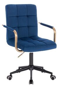 LuxuryForm Židle VERONA GOLD VELUR na černé podstavě s kolečky - modrá