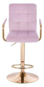 LuxuryForm Barová židle VERONA GOLD VELUR na zlatém talíři - levandule
