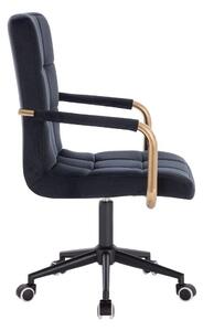 LuxuryForm Židle VERONA GOLD VELUR na černé podstavě s kolečky - černá